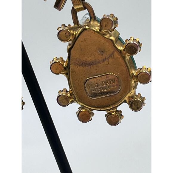 Elizabeth Cole Designer Bright Green Crystal Lennon Drop Dangle Runway Earrings - Picture 9 of 16